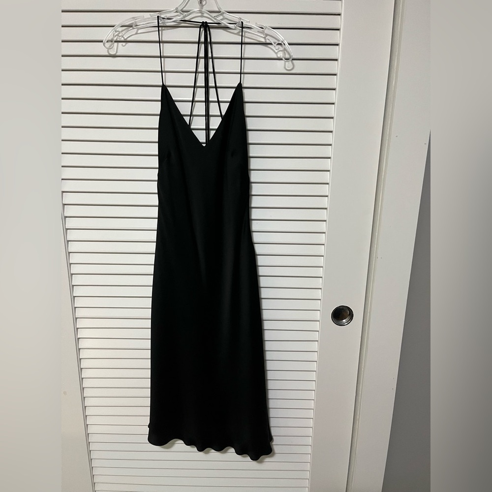 Ann Taylor Black Satin Backless Dress